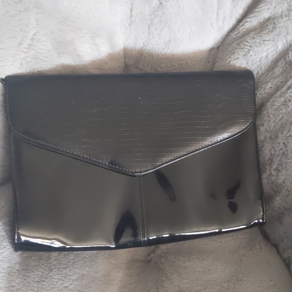 Black envelope clutch bag. 70s/80s vintage